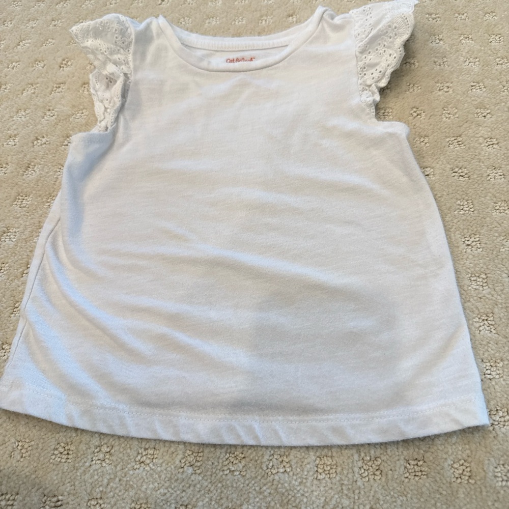 Cat & Jack White Eyelet Flutter Sleeve Top Toddler Girl 3T